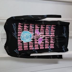 Hustle Brand Bailey Apparel Men's Long Sleeve Tshirt Shirt Black Drippy Medium